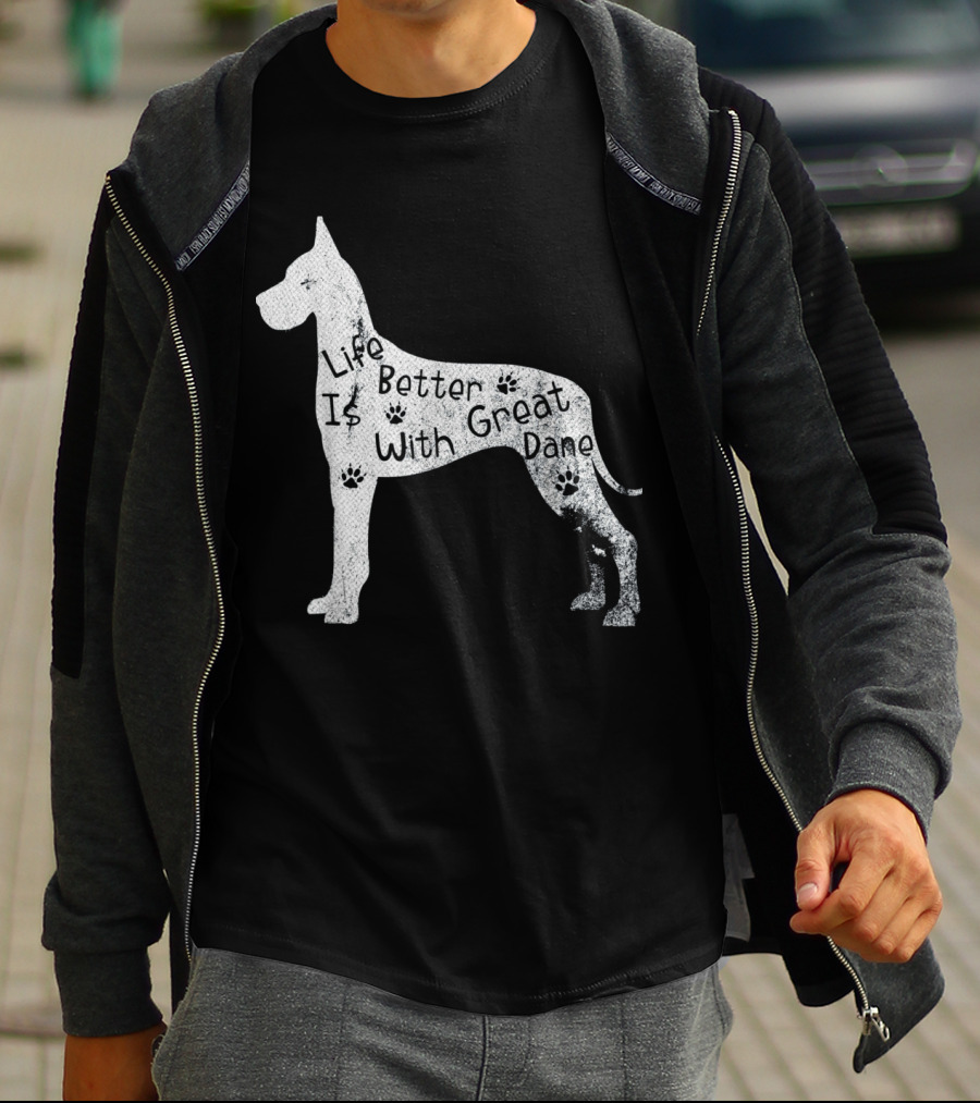 Life Is Better With Great Dane Vintage Puppy Lover T-Shirt