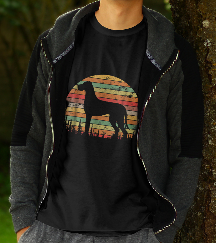 Vintage Retro Great Dane Dog Silhouette For T-Shirt