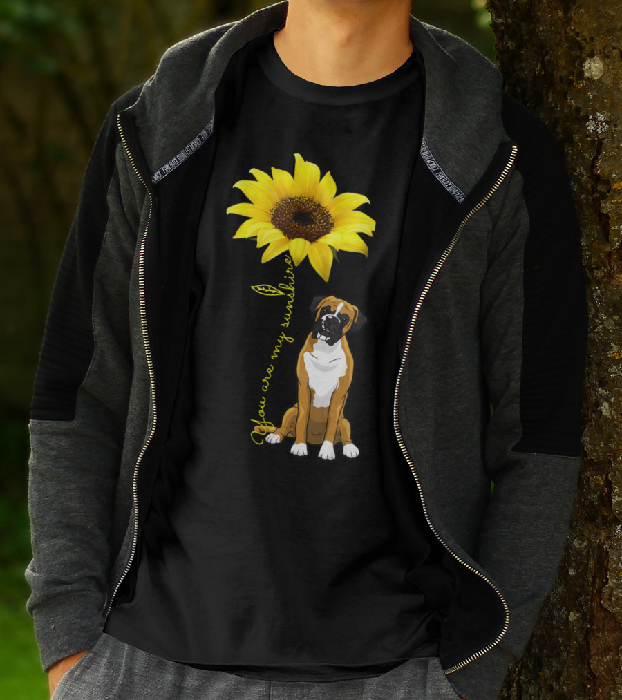 You Are My Sunshine Sunflower Cute Boxer Dog Mom Mother Day T-Shirt