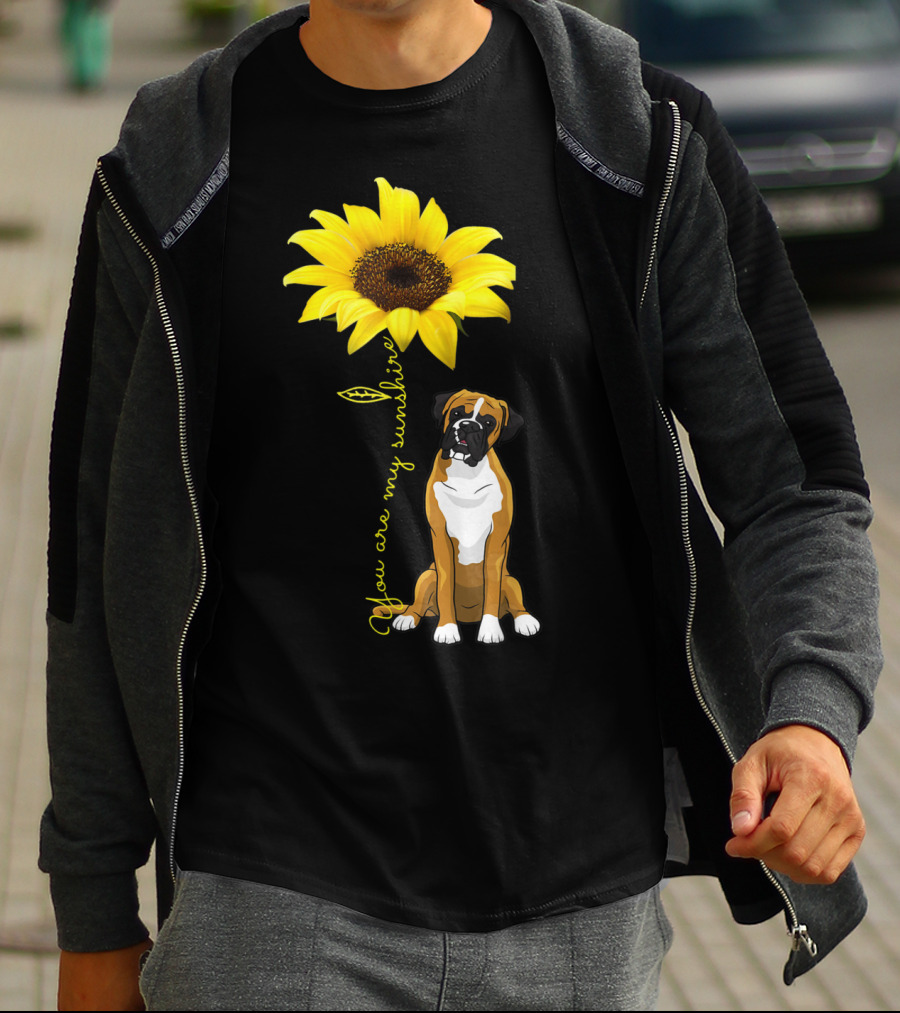 You Are My Sunshine Sunflower Cute Boxer Dog Mom Mother Day T-Shirt