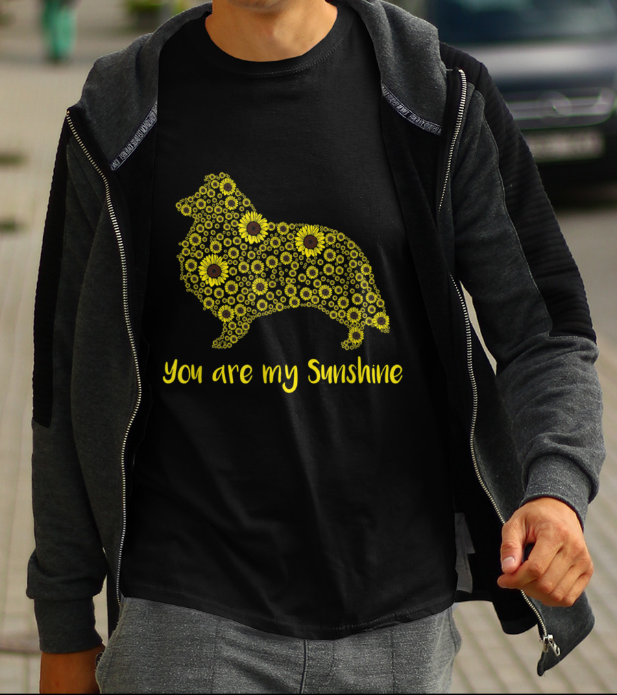 You Are My Sunshine Sunflower Sheltie Silhouette Mom Mama Lover T-Shirt