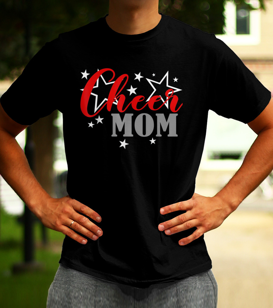 Proud Cheer Mom Starry Supporter Cheerleader Pride T-Shirt