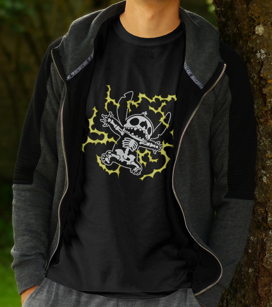 Disney Stitch Skeleton Electric Shock T-Shirt