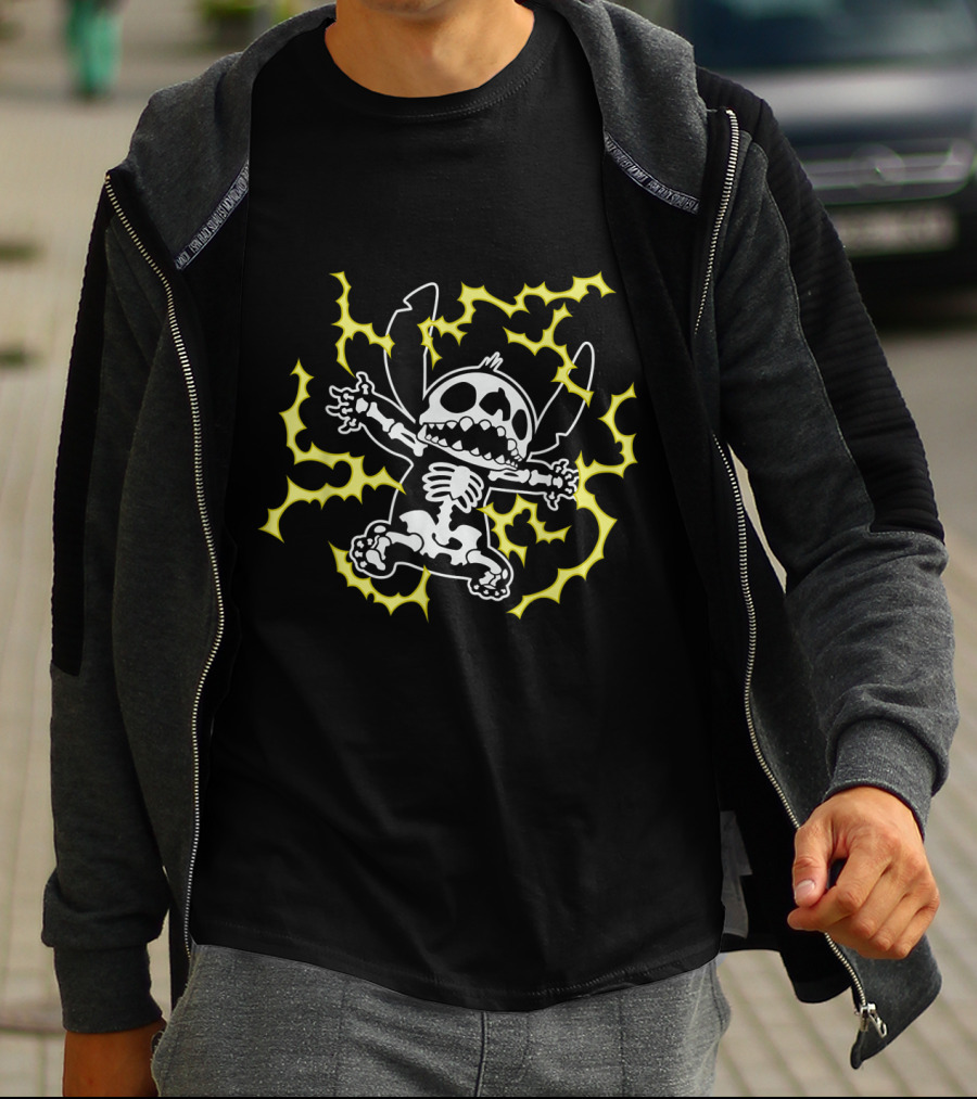 Disney Stitch Skeleton Electric Shock T-Shirt
