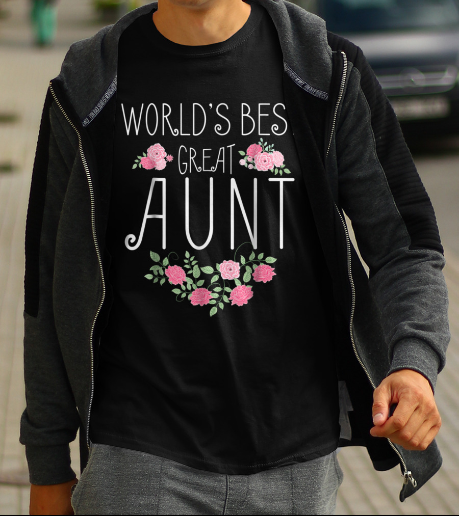 World's Best Great Aunt With Floral Accents T-Shirt