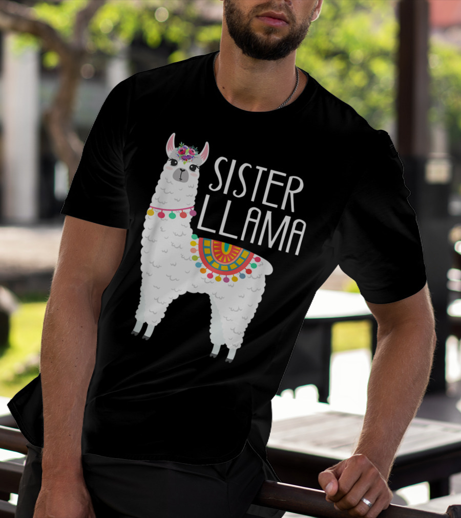 Sister Llama Funny Flower Crown Colorful Blanket T-Shirt