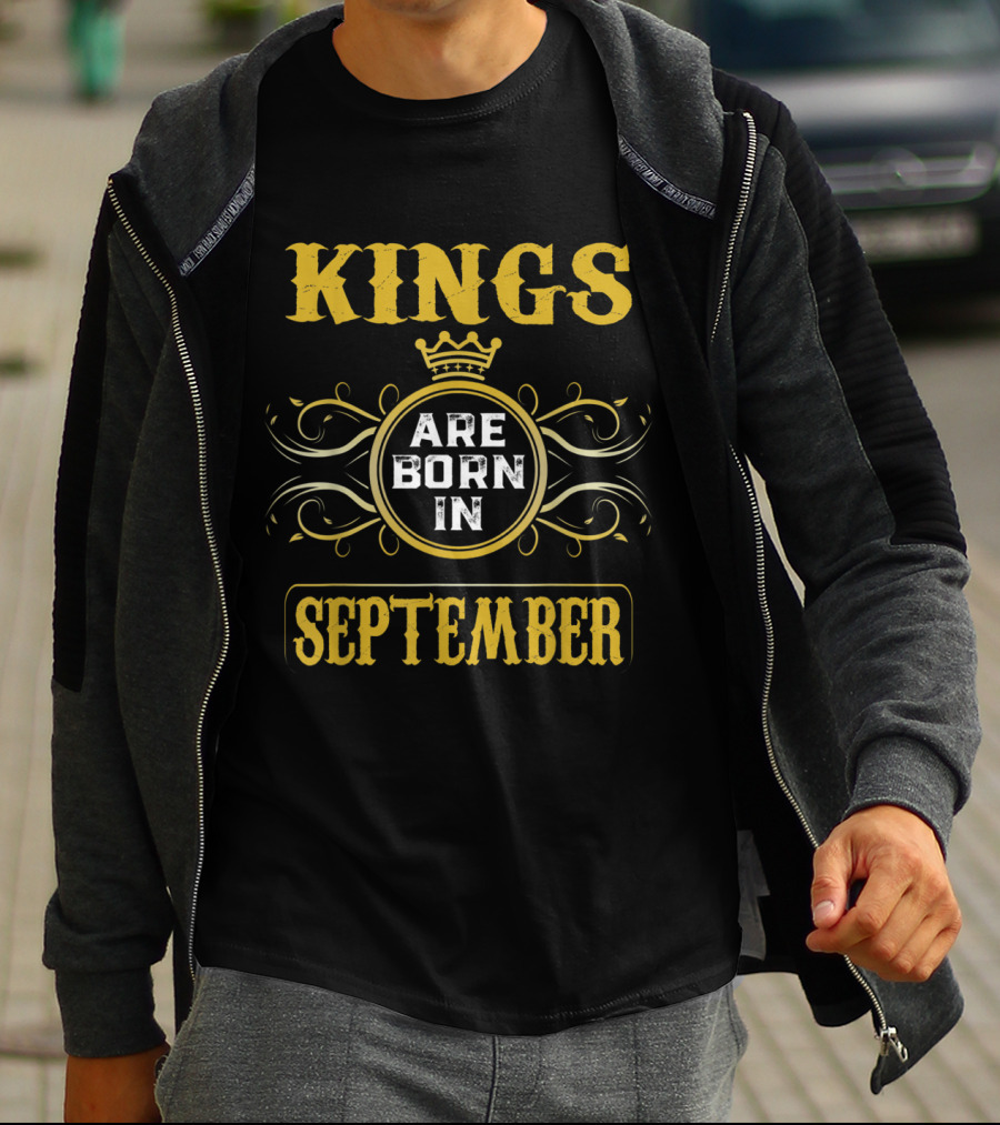 Kings Are Born In September Crown And Ornamental T-Shirt