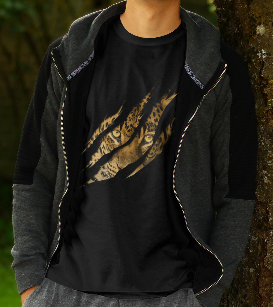 Leopard Cheetah Tiger Leopard Face Lion Cat Scratch Eyes T-Shirt