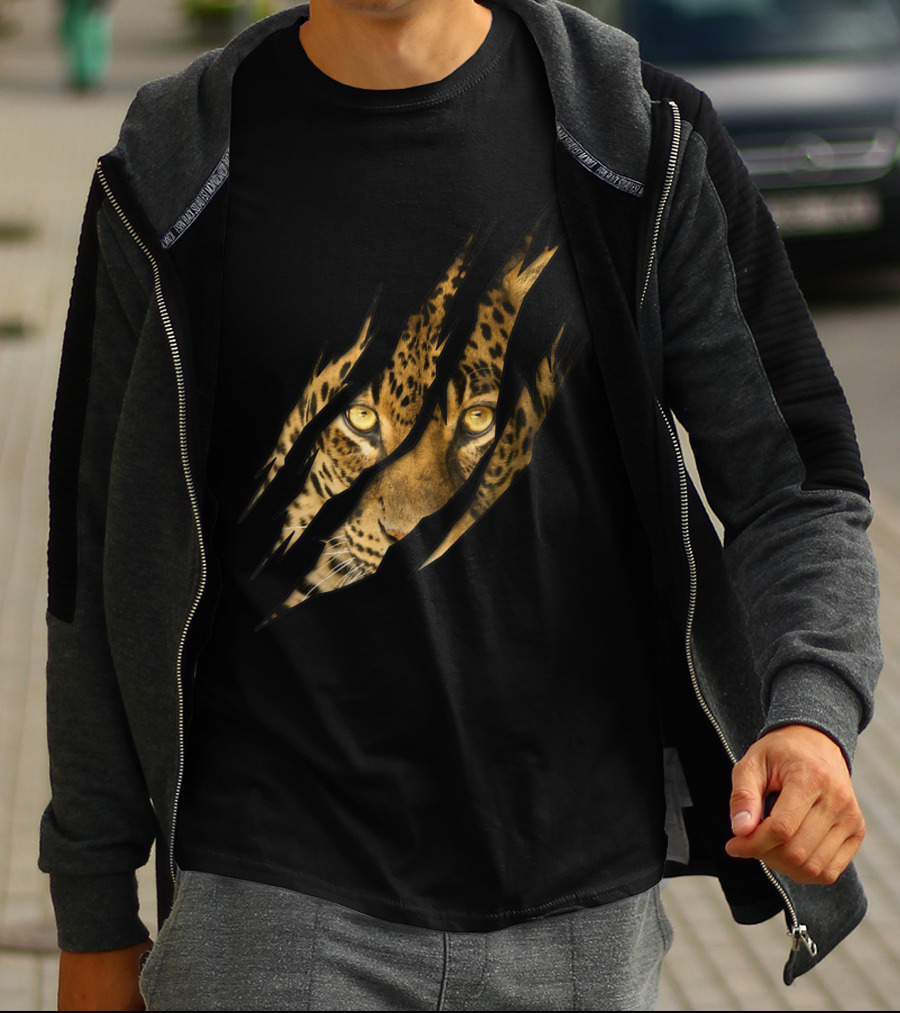 Leopard Cheetah Tiger Leopard Face Lion Cat Scratch Eyes T-Shirt