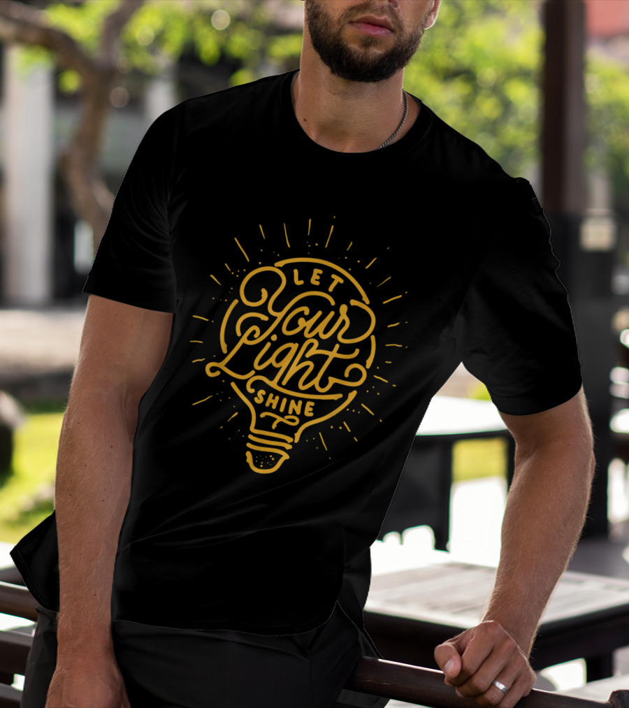 Let Your Light Shine Light Bulb Radiating Brightness T-Shirt