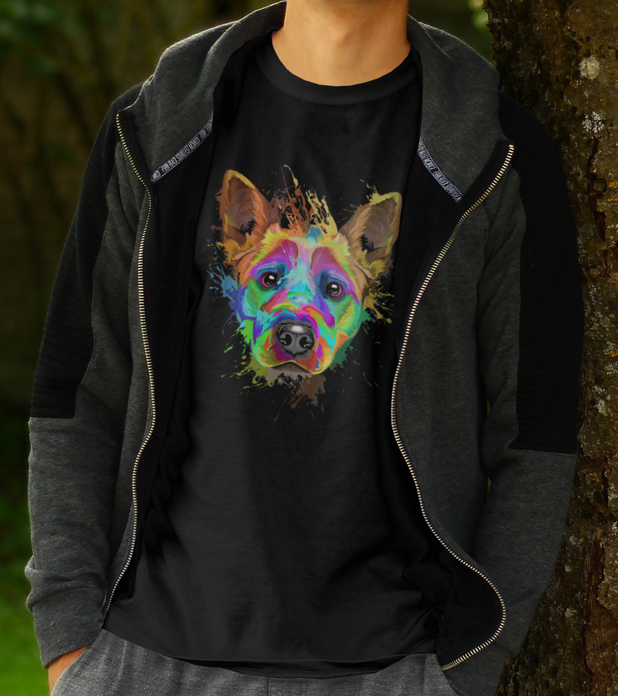 Vibrant Splash Art Blue Heeler Cattle T-Shirt