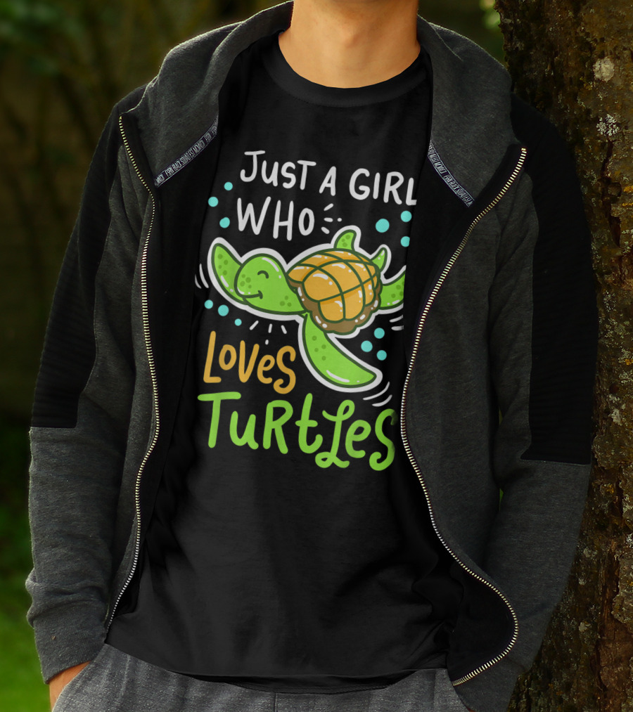 Just A Girl Who Loves Turtles Turtle Sea Animal Shelled Reptiles Tortoise T-Shirt