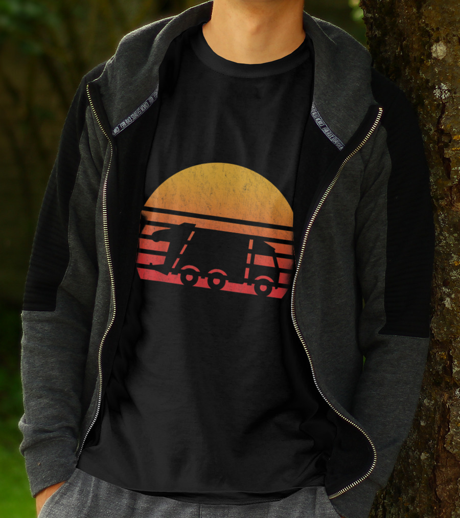 Vintage Sunset Garbage Truck T-Shirt