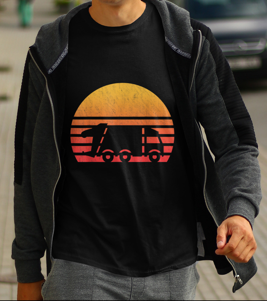 Vintage Sunset Garbage Truck T-Shirt