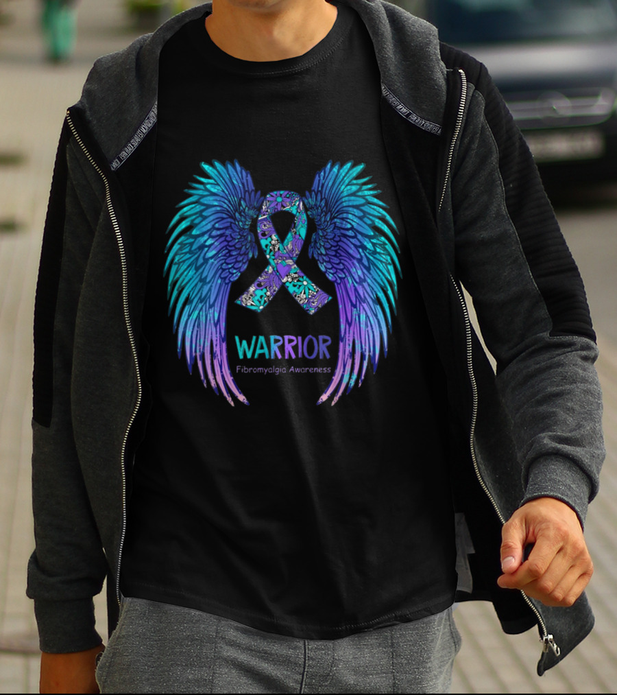 Warrior Angel Wings Fibromyalgia Awareness T-Shirt