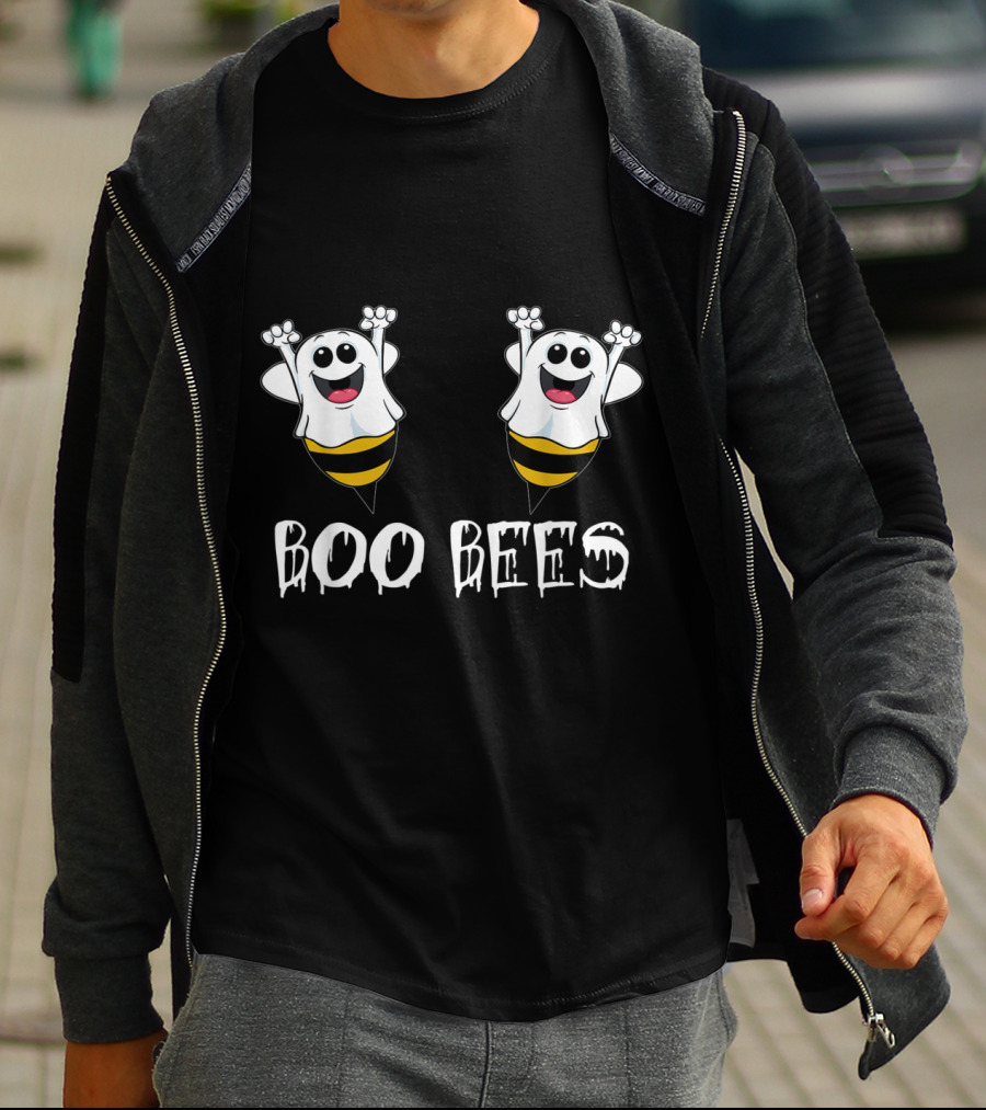 Boo Bees Halloween Ghost Bee Here For The Boos T-Shirt