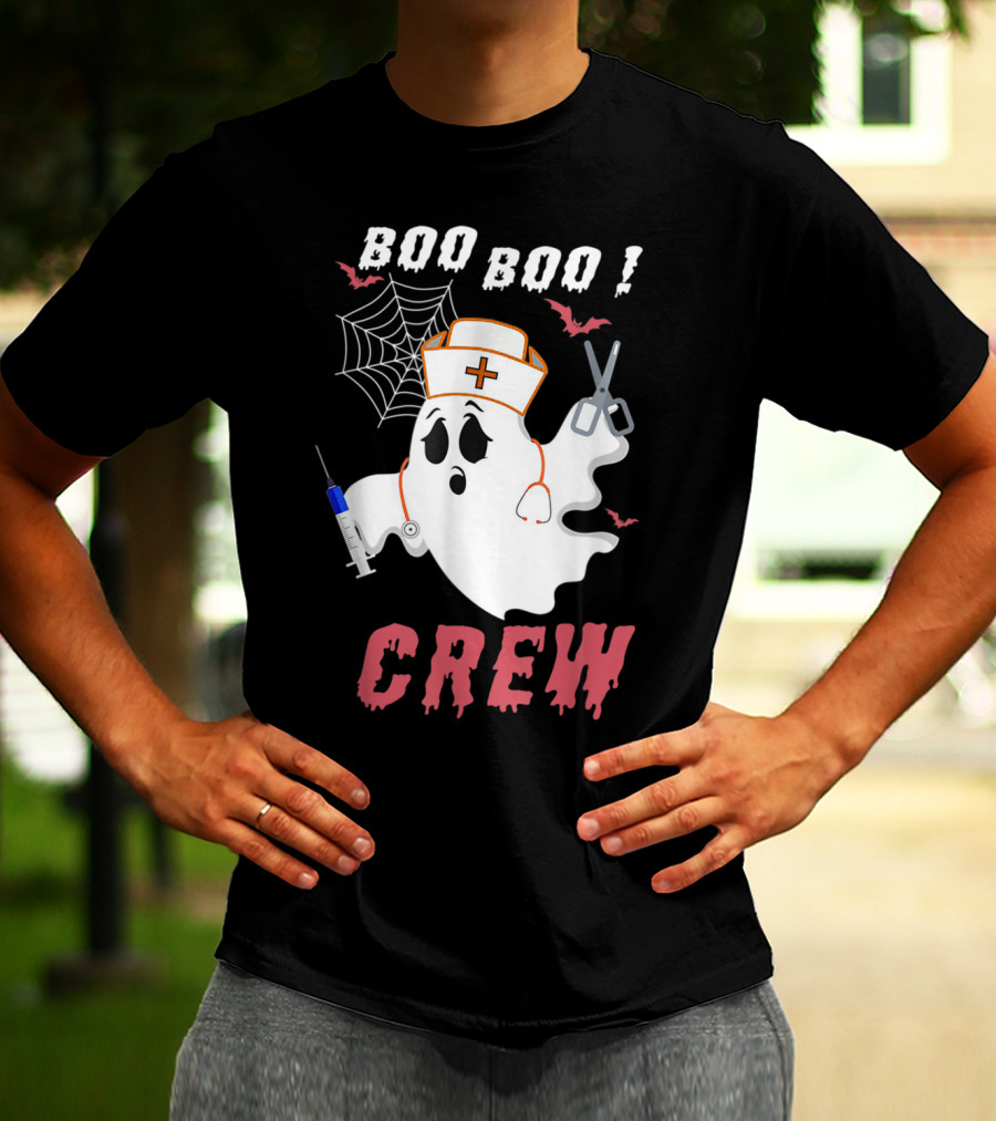 Boo Boo Crew Nurse Ghost Halloween Nurse Costume T-Shirt