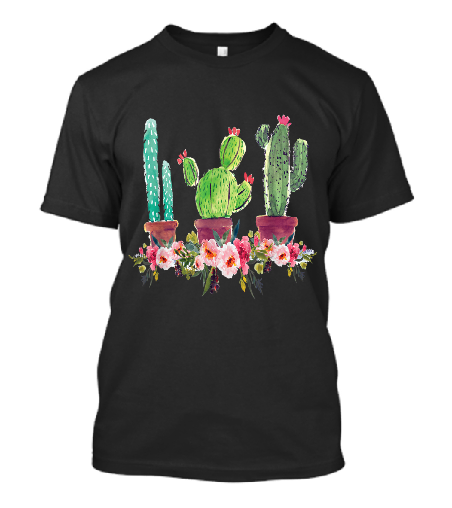 Cute Blooming Cacti Succulents Lover With Flowers T-Shirt