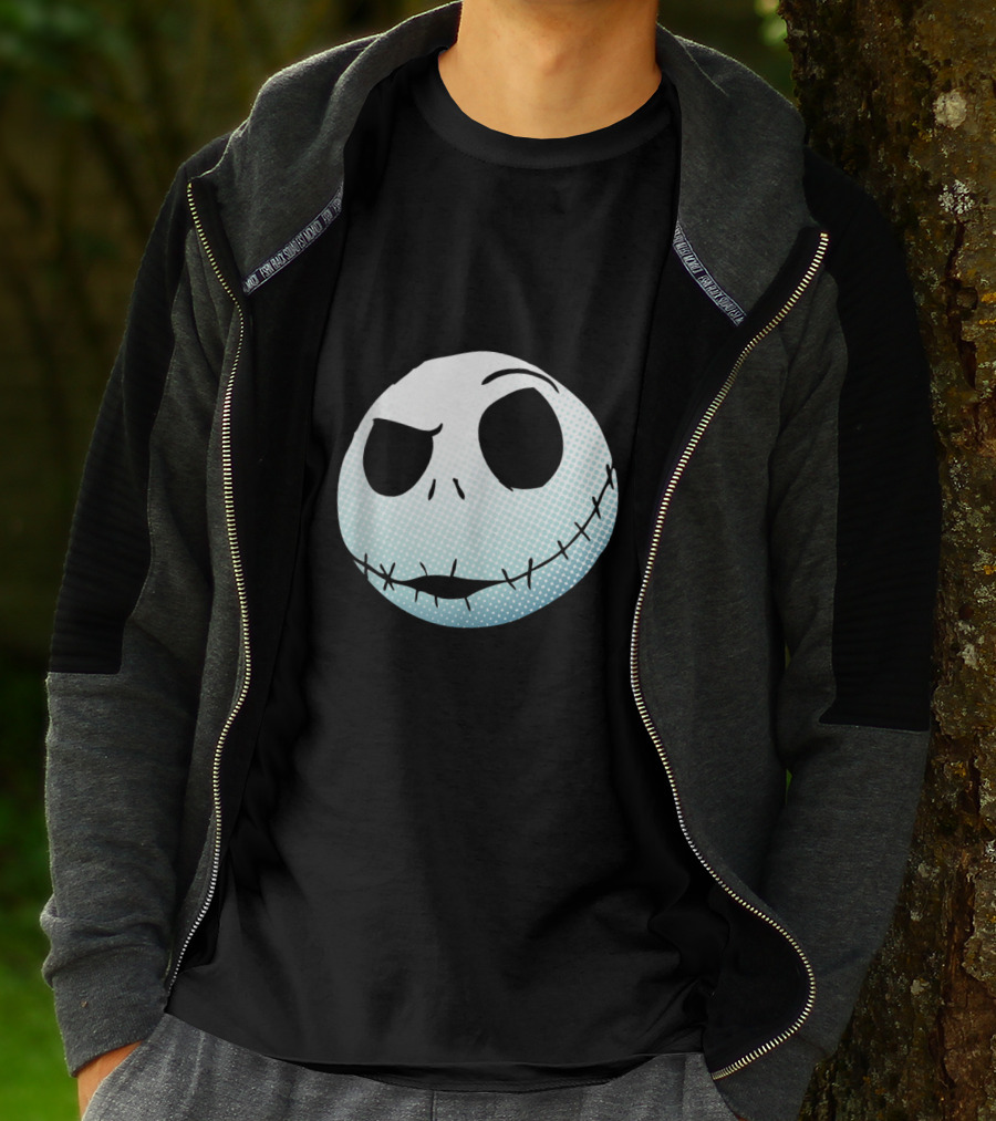 Disney Nightmare Before Christmas Jack Skellington White Smiling Face T-Shirt