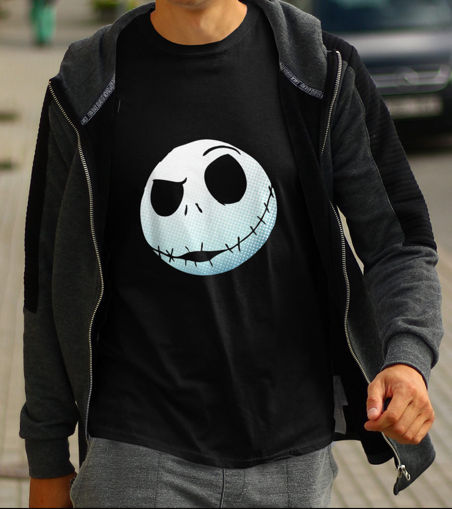 Disney Nightmare Before Christmas Jack Skellington White Smiling Face T-Shirt