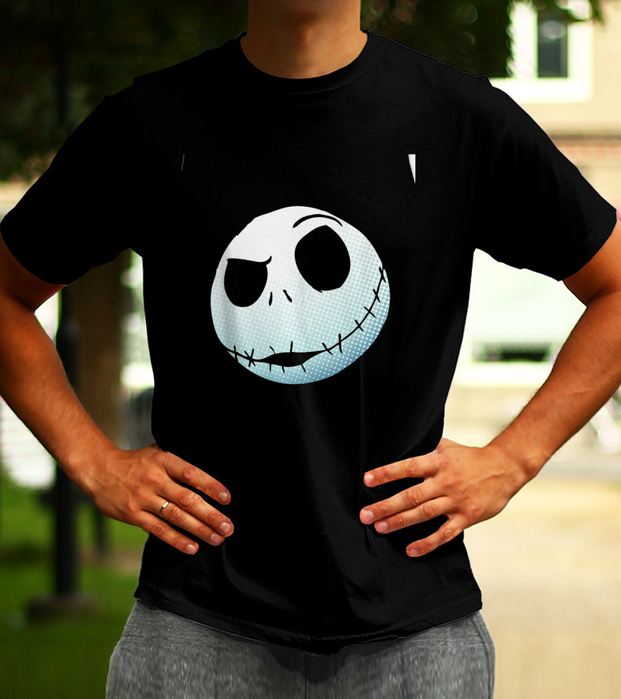 Disney Nightmare Before Christmas Jack Skellington White Smiling Face T-Shirt