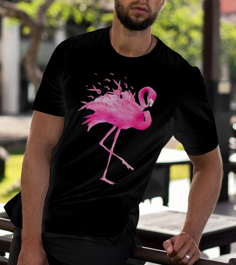 Flamingo Breast Cancer Awareness Pink Ribbon Funny October T-Shirt