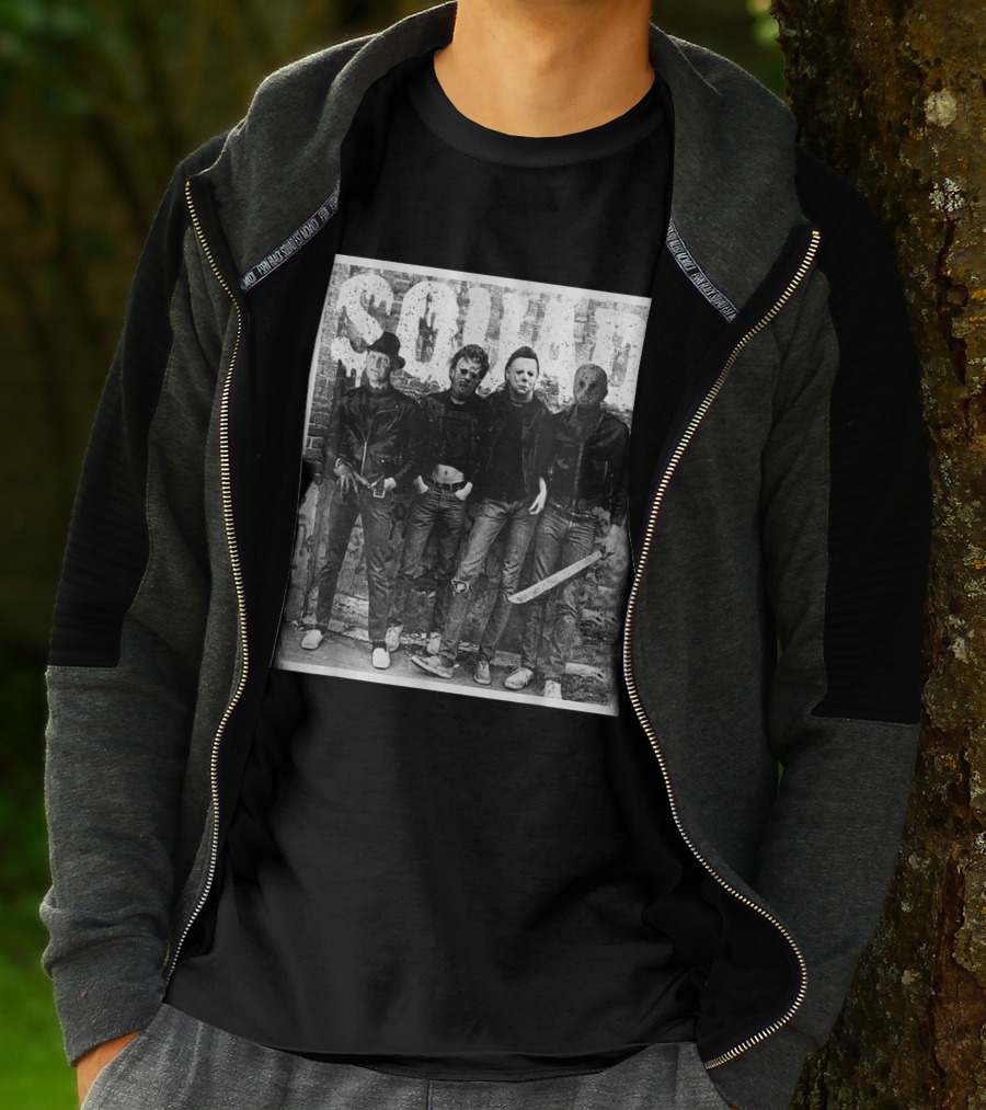 Halloween Squad Horror Icons Freddy Michael Jason Crew T-Shirt