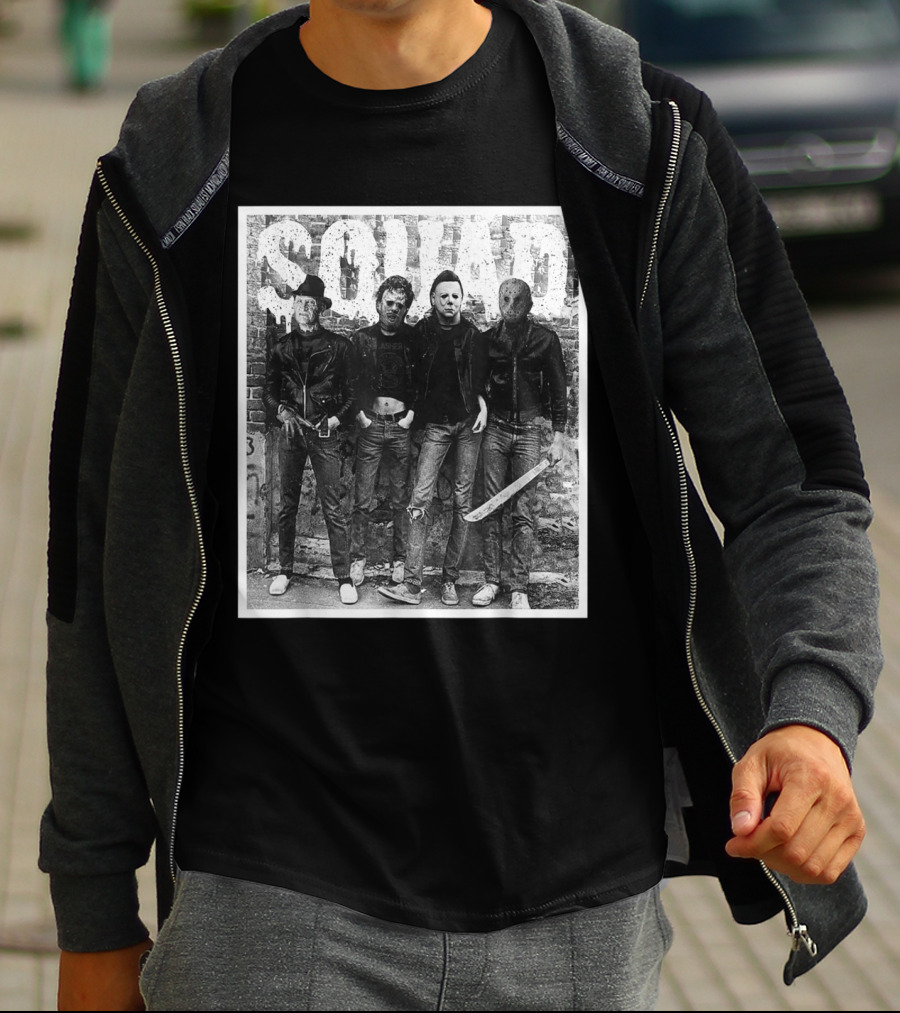 Halloween Squad Horror Icons Freddy Michael Jason Crew T-Shirt