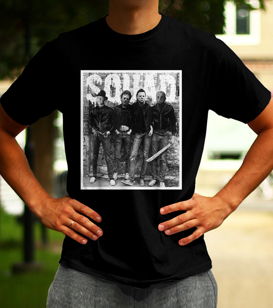 Halloween Squad Horror Icons Freddy Michael Jason Crew T-Shirt