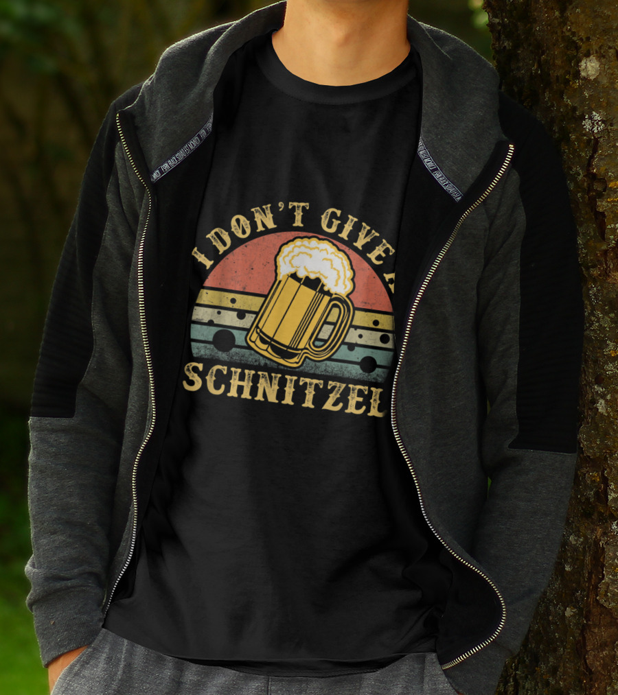 I Don't Give A Schnitzel Oktoberfest German Beer Mug Retro Sunset T-Shirt