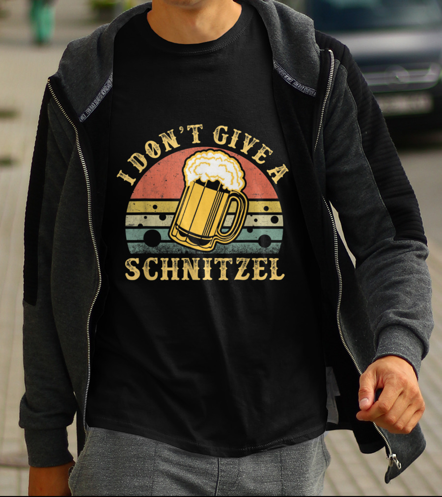 I Don't Give A Schnitzel Oktoberfest German Beer Mug Retro Sunset T-Shirt