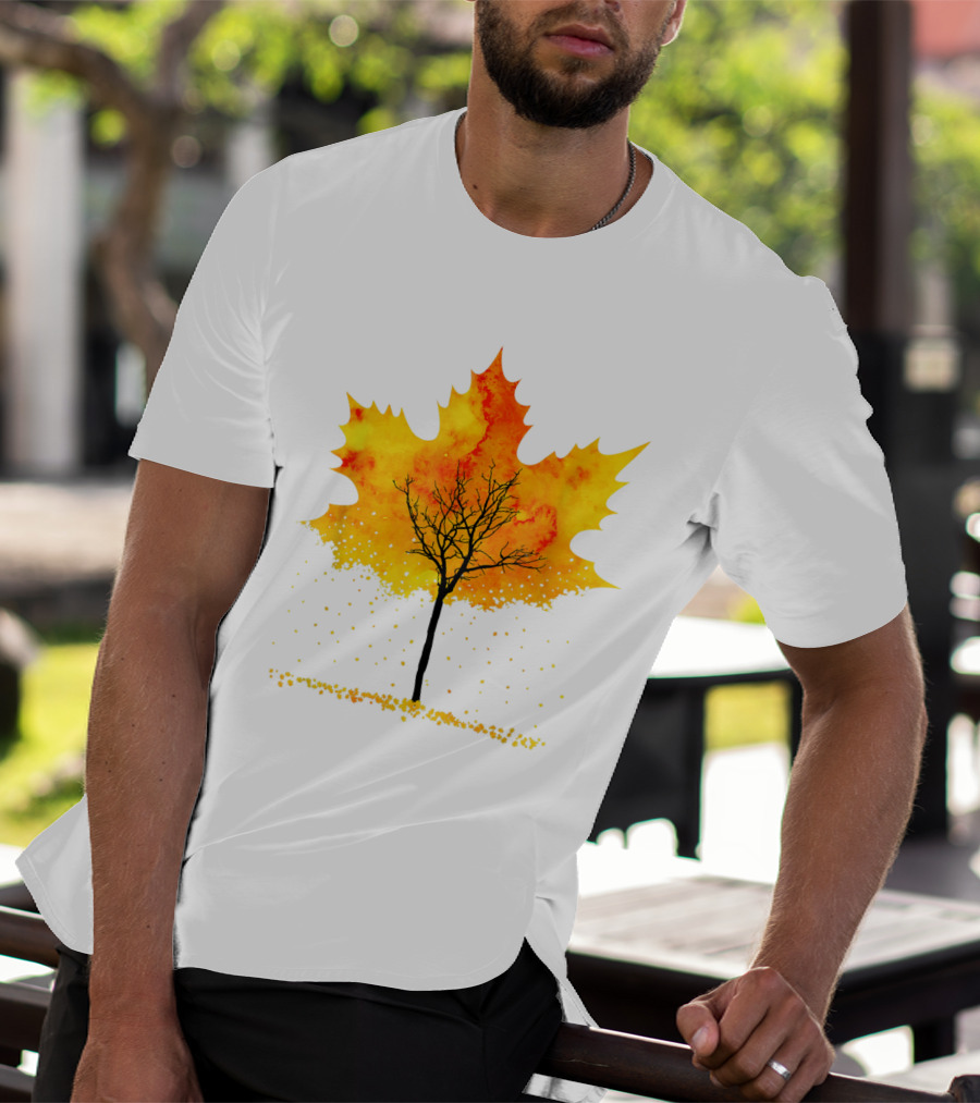 Maple Tree Autumn Leaves Fall Forest Scene T-Shirt