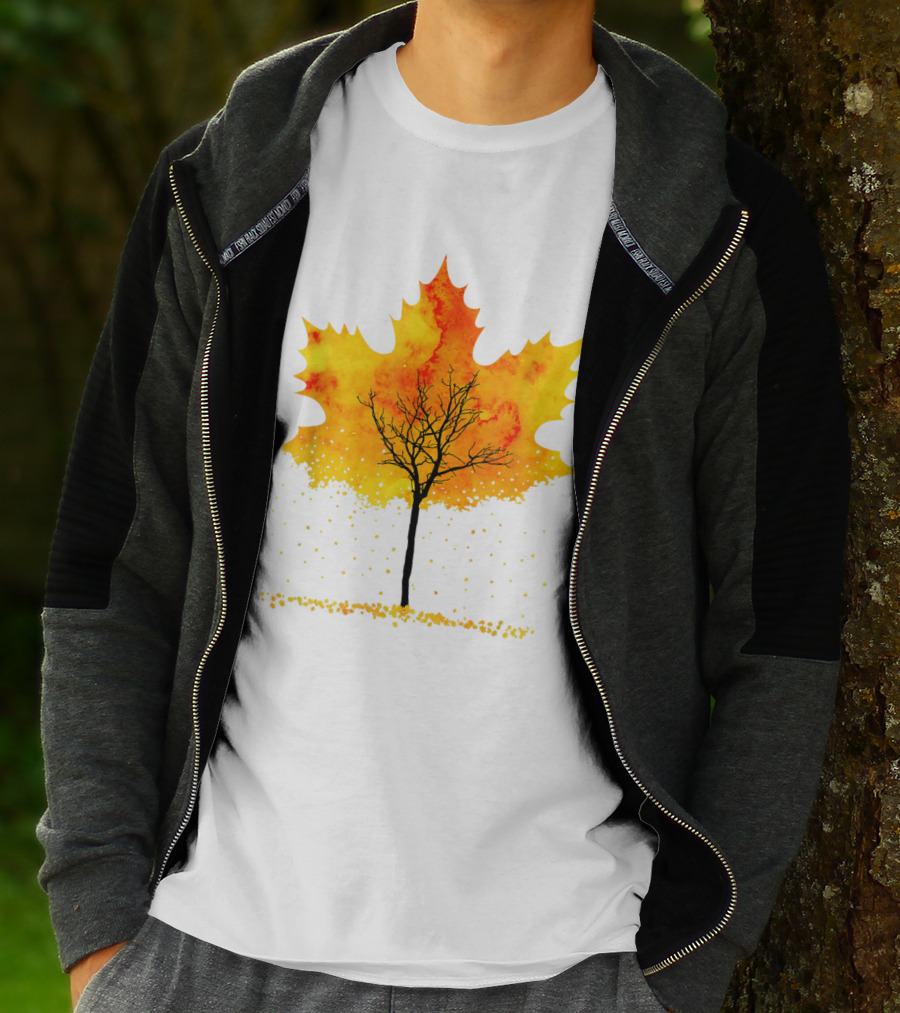 Maple Tree Autumn Leaves Fall Forest Scene T-Shirt