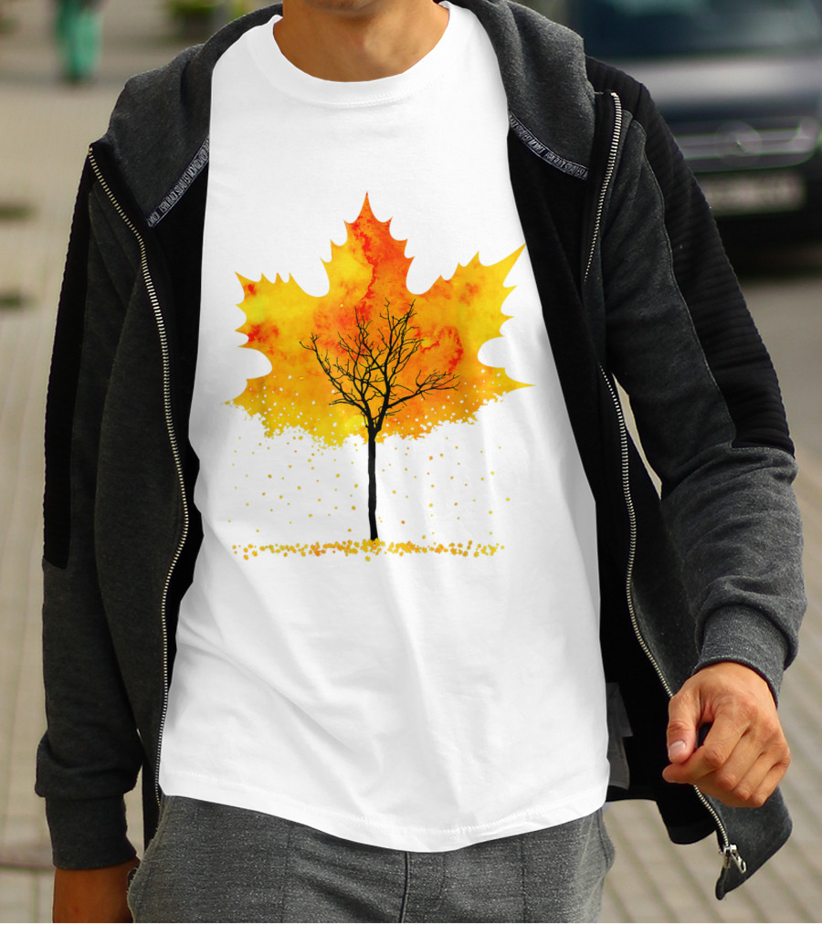 Maple Tree Autumn Leaves Fall Forest Scene T-Shirt