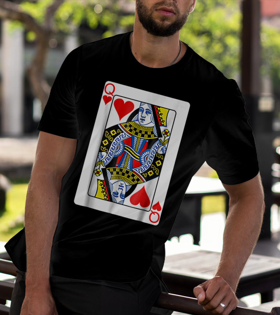 Queen Of Hearts Playing Card Poker T-Shirt