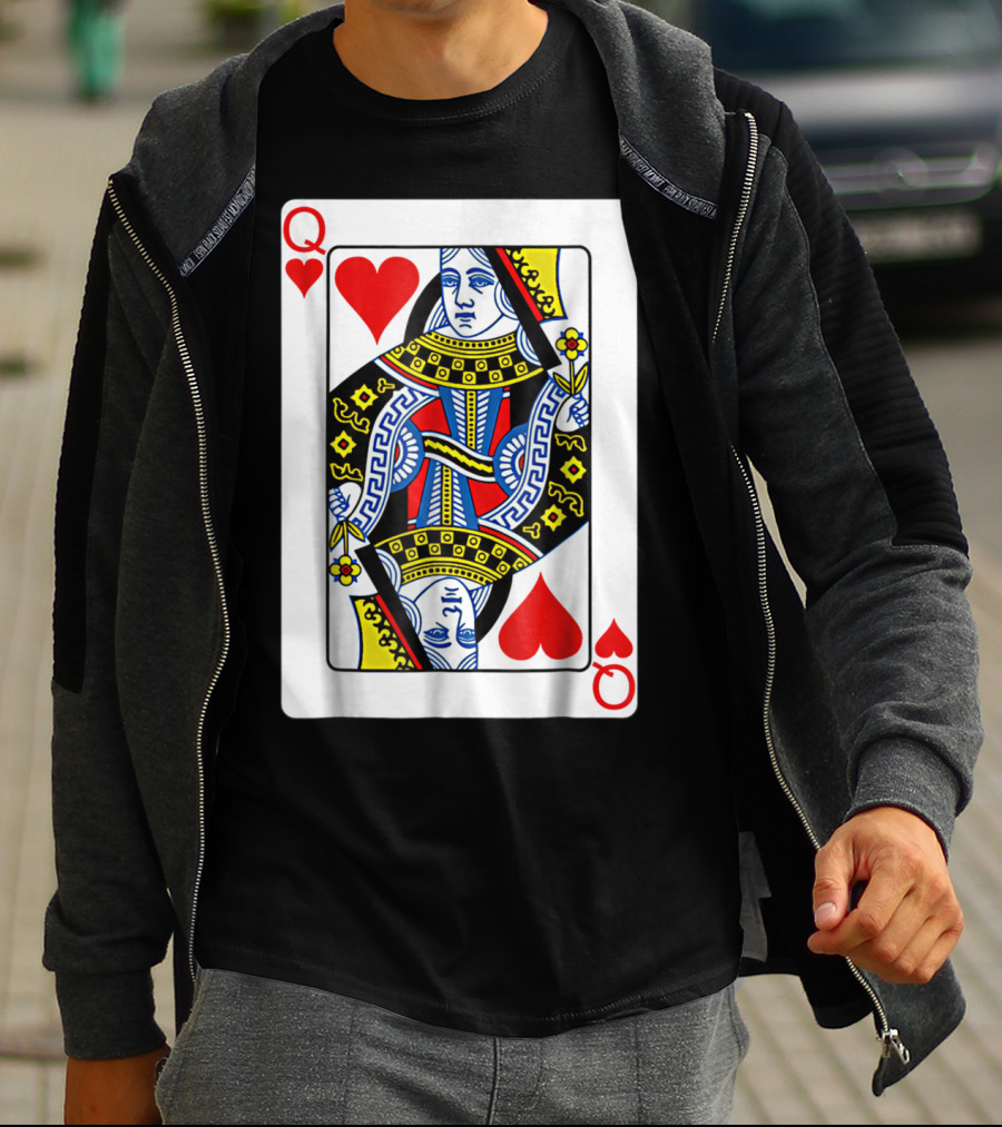Queen Of Hearts Playing Card Poker T-Shirt