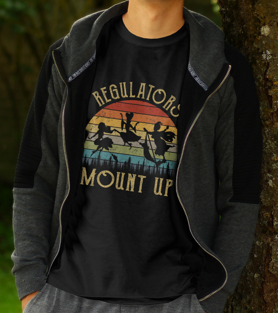 Regulators Mount Up Witches Vintage Silhouette Retro Sunset T-Shirt
