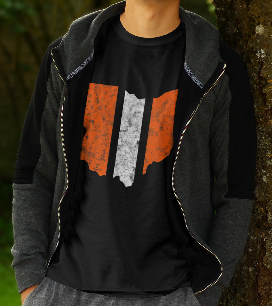 Ohio Cleveland Football Stripe Fan Map T-Shirt