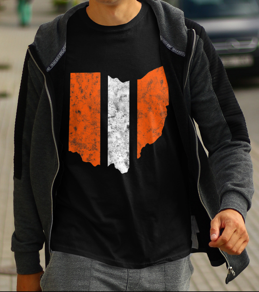 Ohio Cleveland Football Stripe Fan Map T-Shirt