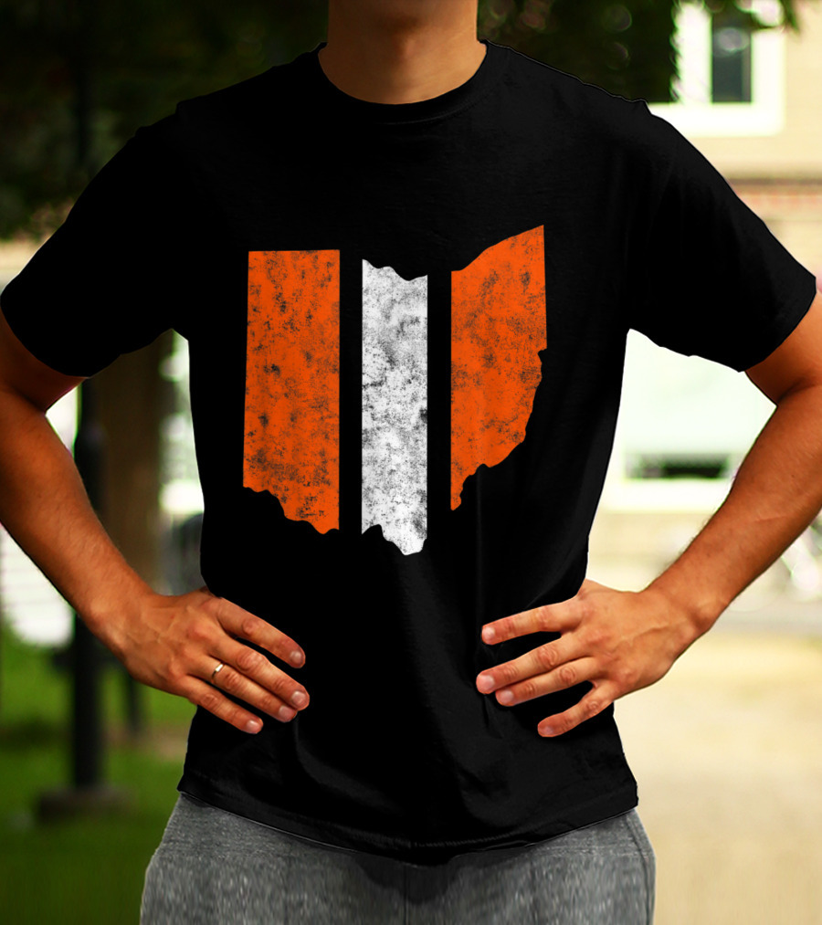 Ohio Cleveland Football Stripe Fan Map T-Shirt