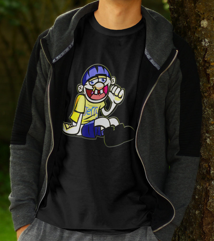 Sml Jeffy Character With Blue Helmet And Yellow Shirt Sitting T-Shirt