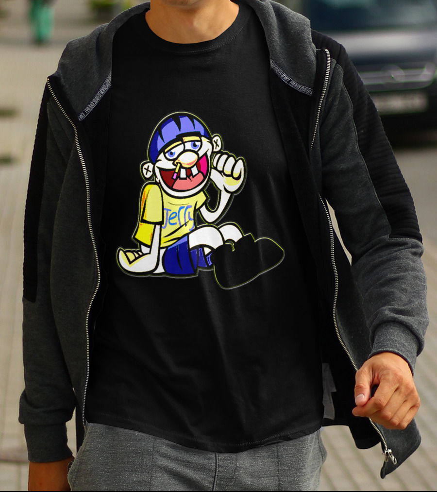 Sml Jeffy Character With Blue Helmet And Yellow Shirt Sitting T-Shirt