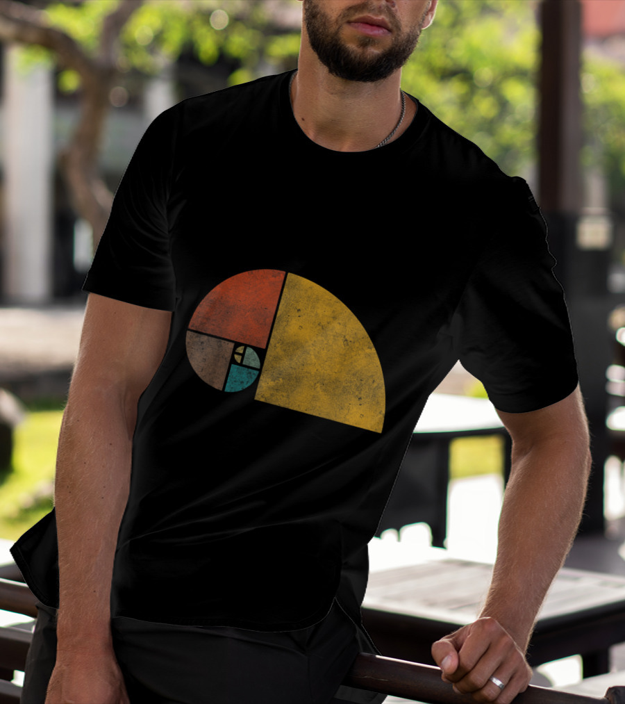 Vintage Fibonacci Golden Ratio Spiral Retro Colors T-Shirt