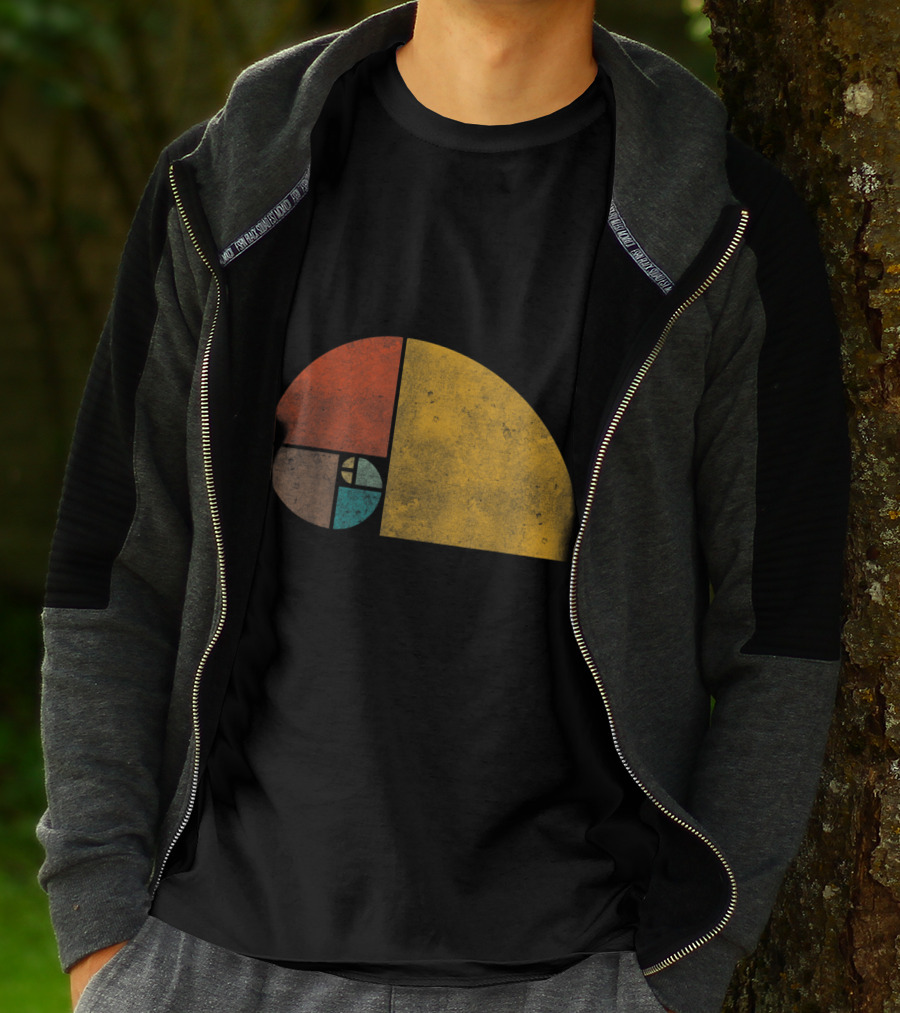 Vintage Fibonacci Golden Ratio Spiral Retro Colors T-Shirt