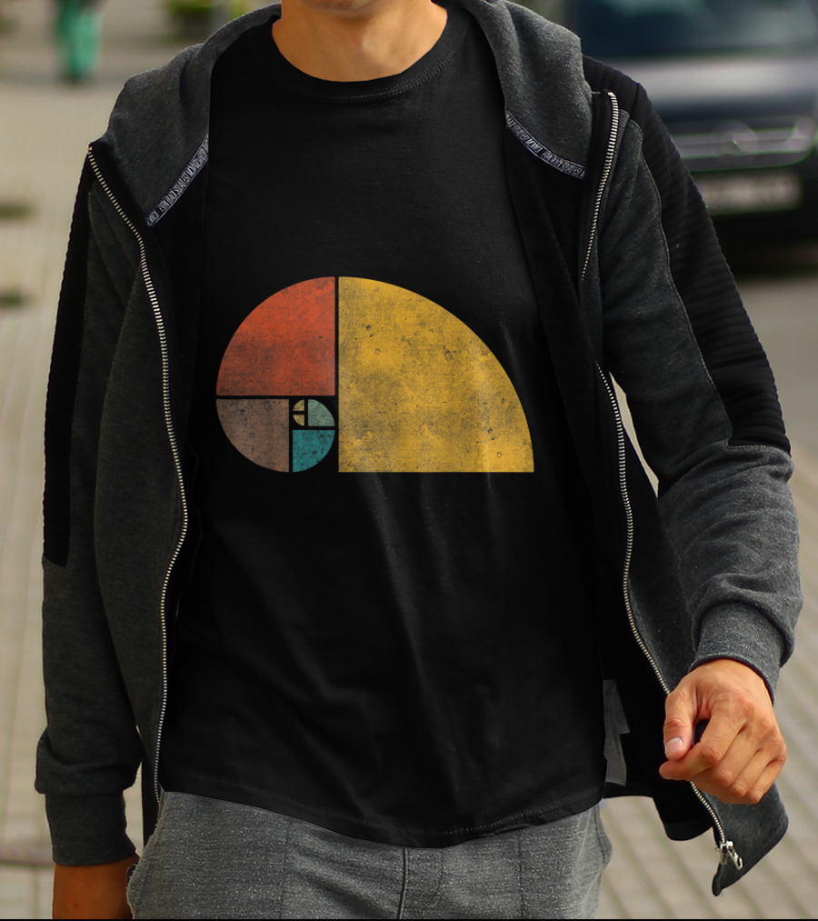 Vintage Fibonacci Golden Ratio Spiral Retro Colors T-Shirt