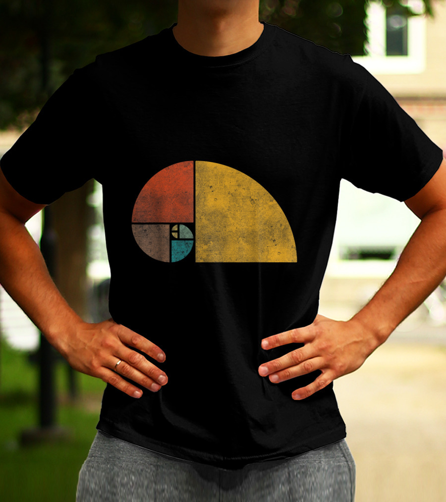 Vintage Fibonacci Golden Ratio Spiral Retro Colors T-Shirt