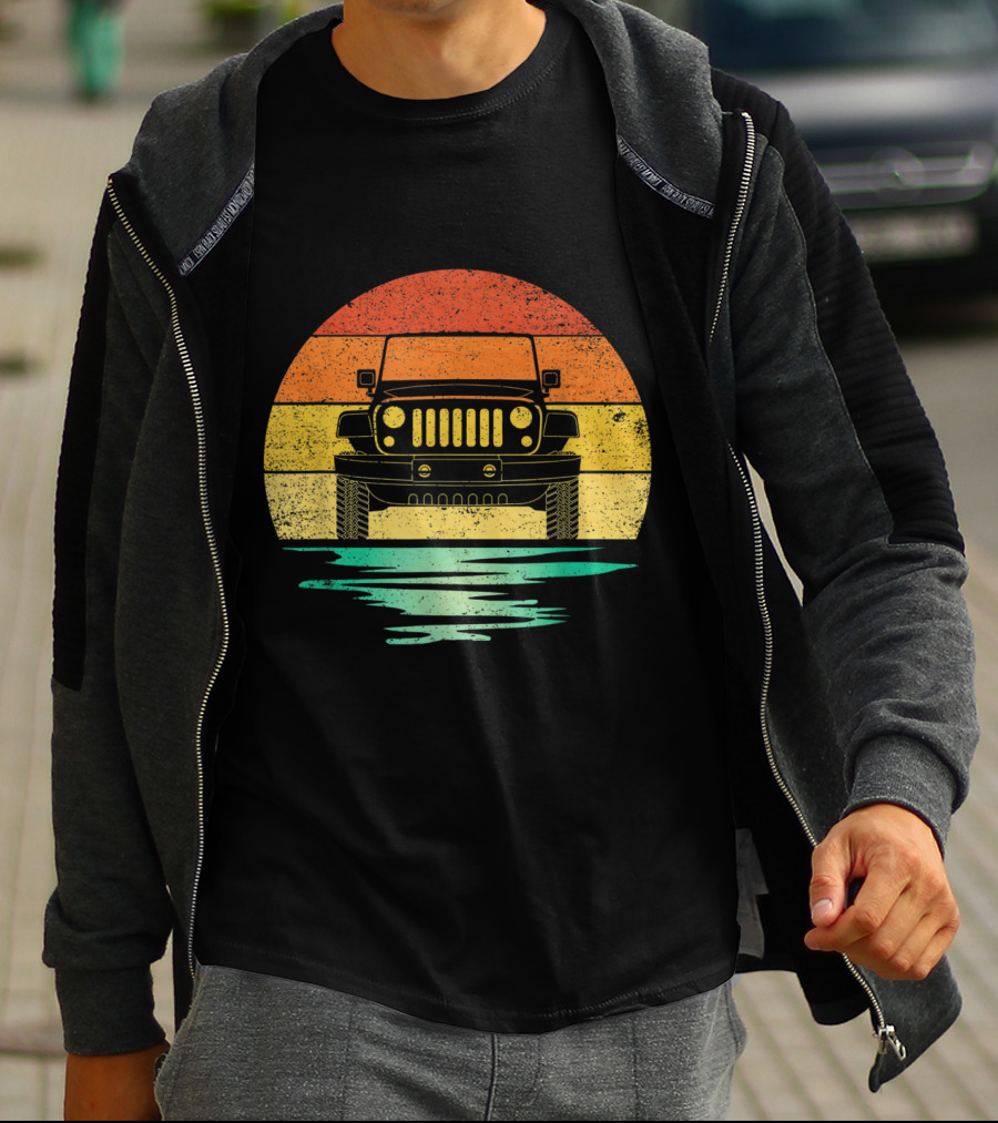 Vintage Sunset Jeep Off Road Adventure T-Shirt