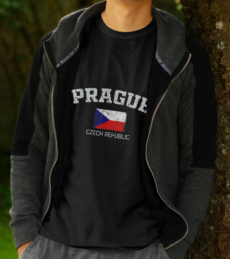 Prague Czech Republic Flag Vintage T-Shirt