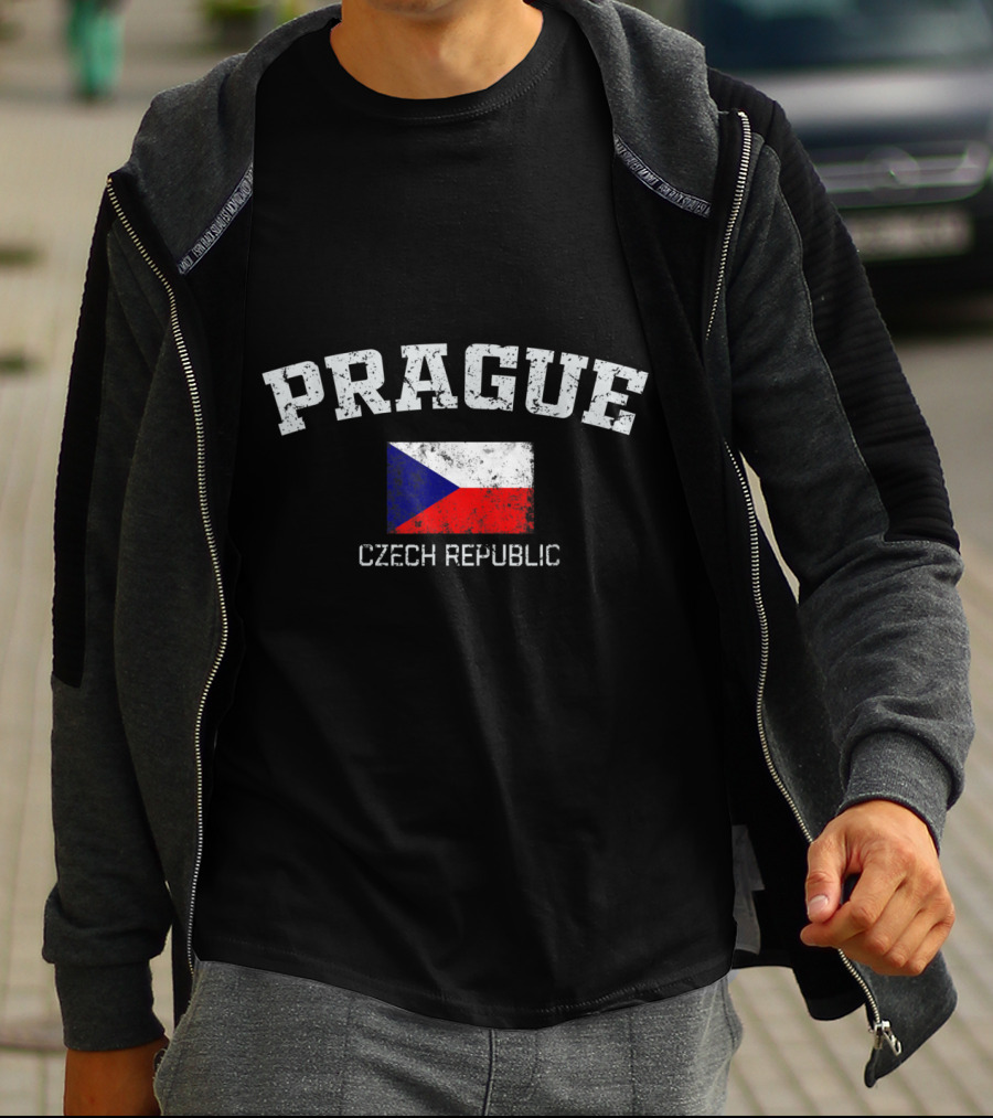 Prague Czech Republic Flag Vintage T-Shirt