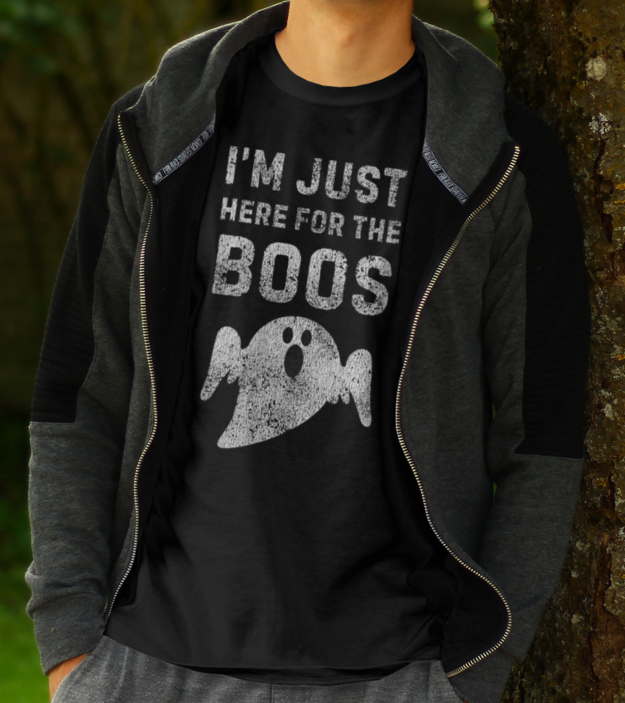 I'm Just Here For The Boos Spooky Ghost Fun DIY Halloween T-Shirt
